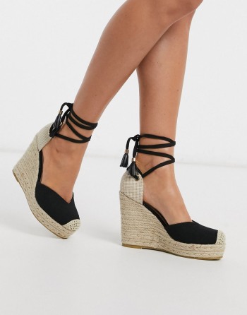 RAID Dorian Ankle Tie Espadrilles Canvas Crne - Ženske Cipele | 56801EULW